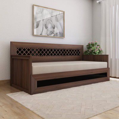 Home Centre Helios Lewis Anne Brown Wooden Convertible Sofabed - 200cm Length