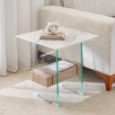 Home Centre Helios Maria Sintered Stone Top End Table - White...