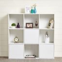 Home Centre Helios Neva White Engineered Wood Book Cabinet with 9 Shelves, Walnut, 35 * 12 * 39 inches (Helios NEVA 3 Door Open)...
