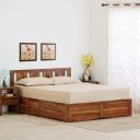 Home Centre Helios Pico King Bed with Box Storage - Brown...