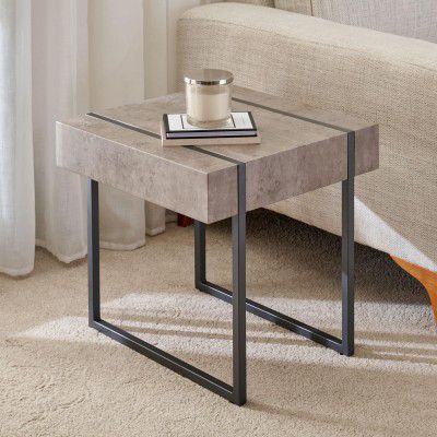 Home Centre Helios Roca Metal End Table - Grey
