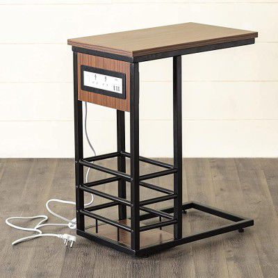 Home Centre Helios Solid Brown Engineered Wood Work from Home Table with USB Socket, Walnut, 19 * 11 * 25 inches (Helios - Power)