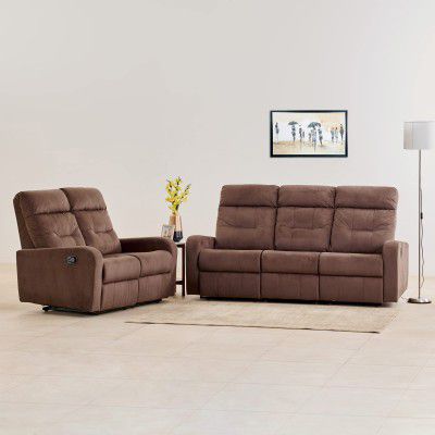Home Centre Helios Toledo Pine Wood Fabric 3+2 Manual Recliner - Brown