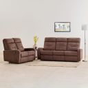 Home Centre Helios Toledo Pine Wood Fabric 3+2 Manual Recliner - Brown...