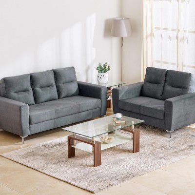 Home Centre Helios Vive Fabric 3+2 Seater Sofa Set - Grey