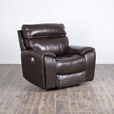 Home Centre Helsinki Brown Solid Leather 1-Seater Electric Recliner - 109cm