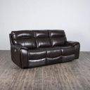 Home Centre Helsinki Solid Three-Seater Electric Recliner - Brown, Leather, PVC and Pine Wood...