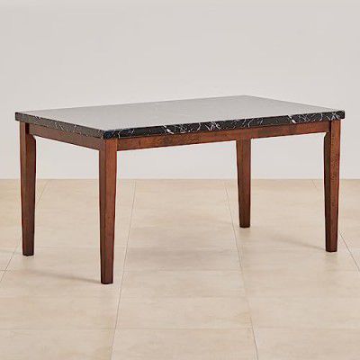 Home Centre Jasper Faux Marble Top 6-Seater Dining Table - Black and Brown