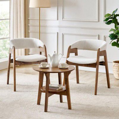 [Extra ₹9250 OFF] Home Centre | Jilly Solid Wood Tea Set | Rubber Wood | Table with 2 Chairs | Brown | 1 Year Warranty