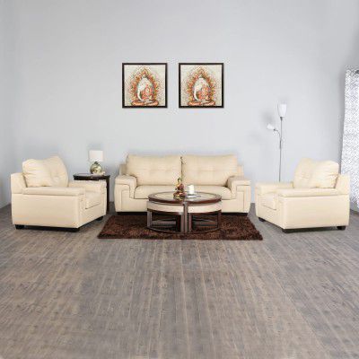 Home Centre Kassel Beige Textured Fabric Upholstered 3+1+1 Seater Sofa Set