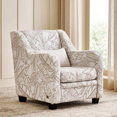 Home Centre | Kingsbury | Fabric|Solid Wood | 1 Seater Sofas | Beige | 1 Year Warranty
