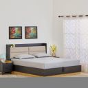 Home Centre Kiro Titan Brown Oakwood King Bed with Headboard and Hydraulic Storage - 186 x 199 x 110 cm...
