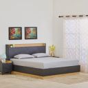 Home Centre Kiro Titan Brown Oakwood Queen Bed with Headboard and Hydraulic Storage - 156x199cm...