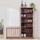 Home Centre Leon 14 Pairs Shoe Cabinet with Cushion Seat - Brown...