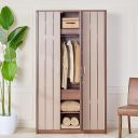 Home Centre Leon 3-Door Wardrobe - Brown...