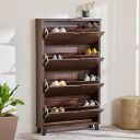 Home Centre Lewis Nxt 20 Pairs Shoe Cabinet - Brown - Engineered Wood...