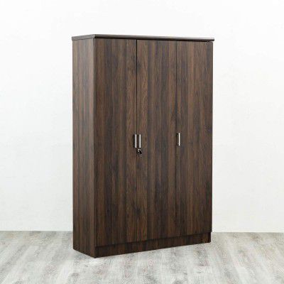 Home Centre Lewis Engineered Wood Three Door Hinged Wardrobe - Brown- 42.5 cm x 119.5 cm x 183 cm