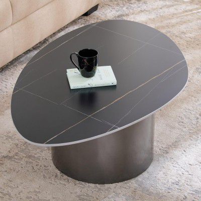 Home Centre Marquina Faux Marble Top Coffee Table - Grey