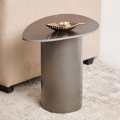 Home Centre Marquina Faux Marble Top End Table - Grey