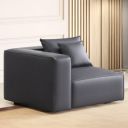 Home Centre Mills Solid Wood Half Leather 1-Seater Sofa- Black...