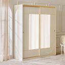 Home Centre | Modern | Engineered Wood | 2 Door Sliding Wardrobes | with Mirror | Cream | 1 Year Warranty...