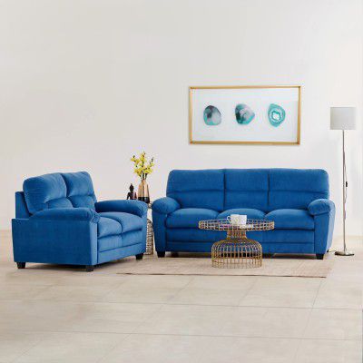 Home Centre Mojo Velvet 3+2-Seater Sofa Set - Blue