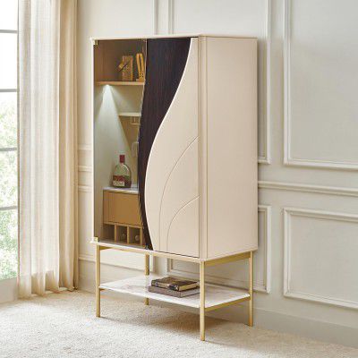 Home Centre | Monalisa Bar Cabinet | Storage Cabinet for Home | Engineered Wood | Brown | 1 Year Warranty