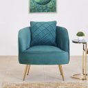 Home Centre Monarch Green Solid Fabric Upholstered Lounge Chair...