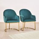 Home Centre Monarch Teal Steel Dining Chair with Fabric Upholstery...
