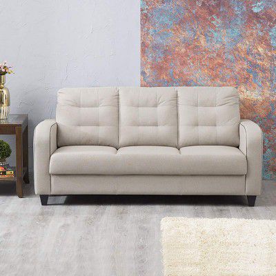 Home Centre Polyester Montoya Serene Fabric Sofa-3 Seater, Beige