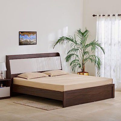 Home Centre My Bed Tulip King Bed with Headboard Storage - Brown and White
