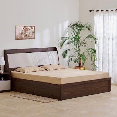 Home Centre My Bed Tulip King Bed with Hydraulic and Headboard Storage - Brown and White