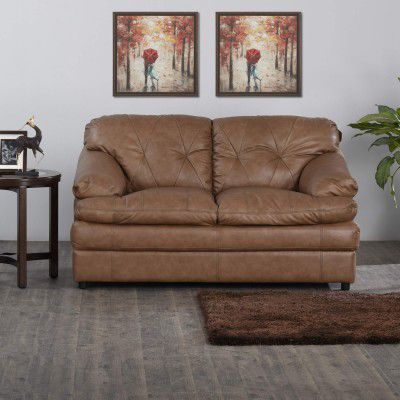 Home Centre New Napster Half Leather Sofa 2 Seater - Rich Brown