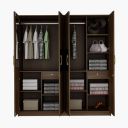 Home Centre Noir Novelty Four Door Wardrobe- 195 cm Ã— 180 cm, Walnut, 70 * 21 * 76inches...