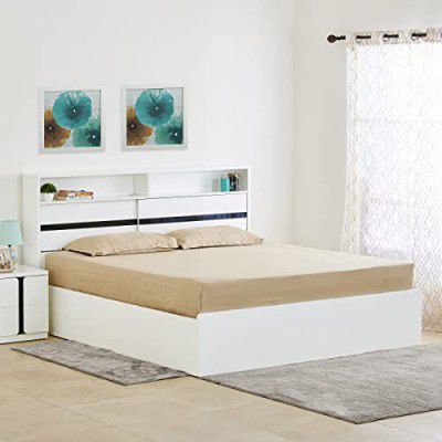 Home Centre Polaris Halo Queen Bed with Hydraulic Storage - White