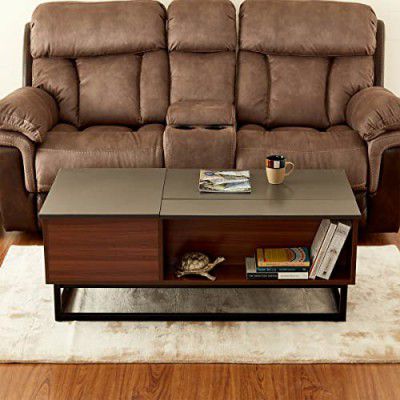 Home Centre Quadro Brown Engineered Wood Double Lift Up Center Table