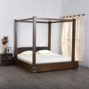 Home Centre Rio Geneva Queen-Size Compressed Wood Poster Bed- 150 x 190 cm (Brown)...