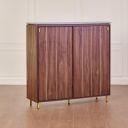 Home Centre Roger 2-Door Wooden Sliding Shoe Rack - Brown...
