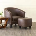 Home Centre Seaford Fabric 1-Seater Sofa Chair with Ottoman - Brown...