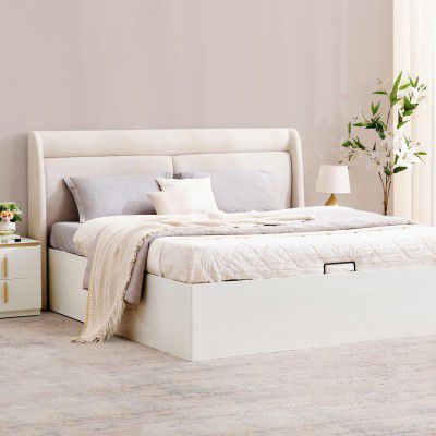 Home Centre | Senorita Shyla | King Bed with Hydraulic Storage | White | 78 x 72 | 1 Year Warranty