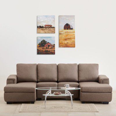 Home Centre Signature Arden Brown Textured Fabric 4-Seater Corner Sofa