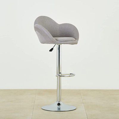 Home Centre Simon Grey Solid Fabric Bar Stool