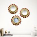 Home Centre SS24 Corsica Set of 3 Sun Shaped Clock and Mirror 25X25CM GLD...