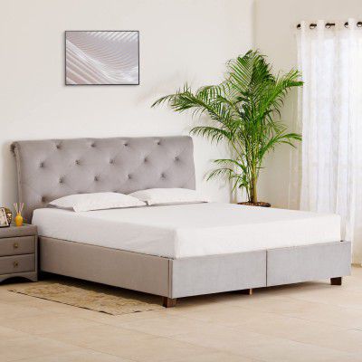 Home Centre Stellar Ora Fabric Queen Bed with Drawer Storage - Grey