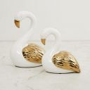 Home Centre Steller-Fantasy Swan Figurine- Set of 2, Gold (Model: Stellar-Fantasy 0420-WHT GLD)...
