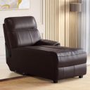 Home Centre Stockholm Half Leather 1-Seater Push Back Lounge Recliner - Brown...