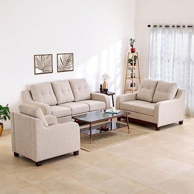 [Extra ₹3000 OFF] Home Centre Sylvester NXT Fabric 3+2+1 Seater Sofa Set - Beige