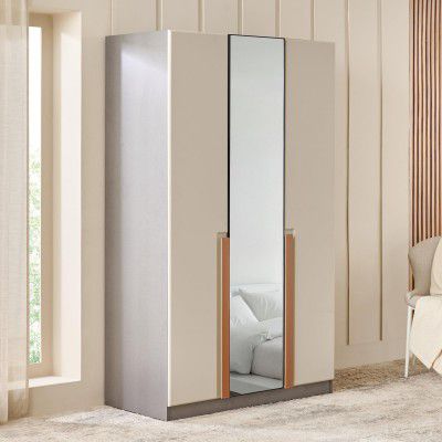Home Centre | Tiffany | Engineered Wood | 3 Door Swing Wardrobes | Grey | 1 Year Warranty