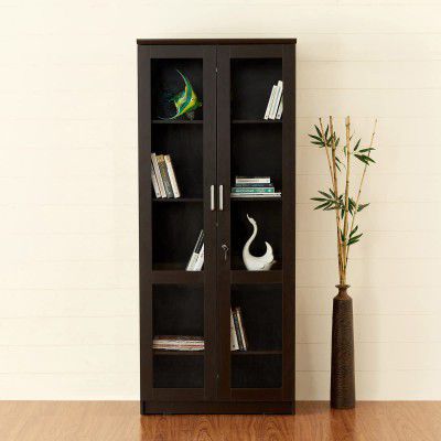 Home Centre Titus Jolo 2-Door Book Cabinet | Engineered Wood Premium Book Cabinet | Brown Colour| 1 Year Warranty
