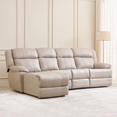 Home Centre | Torino | Half Leather | Solid Wood | Recliner Sets | Grey | 2 Years Warranty
